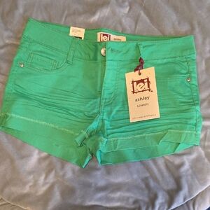 lei Ashley Low-Rise Green Denim Jean Shorts